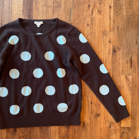 Tyler boè cashmere sweater brown and blue polka dots - Picture 3 of 4